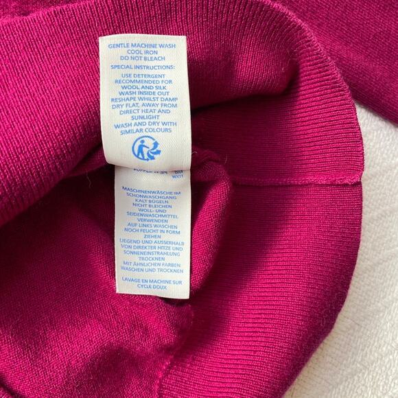 Boden Bernadette Ruffle Trim Sweater Fuchsia Wool Cotton Blend Size 6 - Picture 7 of 9